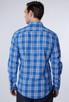 Slim Fit Dar Kalıp Kareli Keten Efekt Yazlık Erkek Gömlek