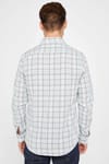 Erkek Slim Fit Dar Kalıp Kareli Keten Doku Yazlık Gömlek