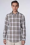 Slim Fit Dar Kalıp Kareli Keten Efekt Yazlık Erkek Gömlek