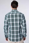 Slim Fit Dar Kalıp Kareli Keten Efekt Yazlık Erkek Gömlek