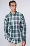 Slim Fit Dar Kalıp Kareli Keten Efekt Yazlık Erkek Gömlek