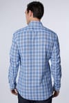 Slim Fit Dar Kalıp Kareli Keten Efekt Yazlık Erkek Gömlek
