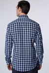 Slim Fit Dar Kesim Kareli Keten Efekt Yazlık Erkek Gömlek