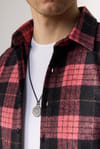 Slim Fit Dar Kesim Kareli Oduncu Siyah-Kiremit Erkek Gömlek