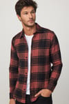 Slim Fit Dar Kesim Kareli Oduncu Erkek Gömlek