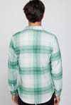 Slim Fit Dar Kesim Yeşil-Beyaz Kareli Oduncu Erkek Gömlek