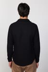 Slim Fit Dar Kesim Düz Oduncu Siyah Erkek Gömlek