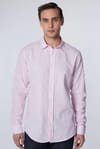Slim Fit Dar Kesim Çizgili Yazlık Keten Efekt Erkek Gömlek