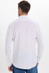 Erkek Slim Fit Dar Kesim Uzun Kollu %100 Pamuk Keten Doku Çizgili Gömlek