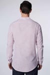 Slim Fit Dar Kalıp Hakim Yaka Çizgili Yazlık Keten Efekt Erkek Gömlek