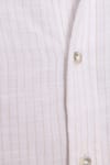 Erkek Slim Fit Dar Kesim Uzun Kollu %100 Pamuk Keten Doku Çizgili Hakim Yaka Gömlek