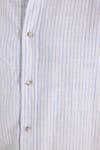 Erkek Slim Fit Dar Kesim Uzun Kollu %100 Pamuk Keten Doku Çizgili Hakim Yaka Gömlek