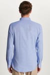 Erkek Slim Fit Dar Kesim Uzun Kollu Pamuklu Oxford Doku Kolay Ütü Mavi Düğmeli Yaka Gömlek