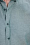Erkek Slim Fit Dar Kesim Uzun Kollu Pamuklu Oxford Doku Kolay Ütü Yeşil Düğmeli Yaka Gömlek