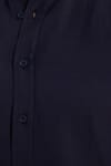 Erkek Slim Fit Dar Kesim Uzun Kollu Pamuklu Oxford Doku Kolay Ütü Lacivert Düğmeli Yaka Gömlek