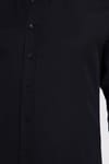 Erkek Slim Fit Dar Kesim Uzun Kollu Pamuklu Oxford Doku Kolay Ütü Siyah Düğmeli Yaka Gömlek