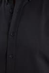 Erkek Slim Fit Dar Kesim Uzun Kollu Pamuklu Oxford Doku Kolay Ütülenebilir Siyah Düğmeli Yaka Gömlek