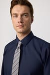 Slim Fit Non-Iron Ütü Gerektirmez Lacivert Erkek Gömlek