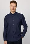 Slim Fit Non-Iron Ütü Gerektirmez Lacivert Erkek Gömlek