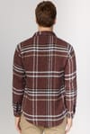 Slim Fit Dar Kesim Kareli Kışlık Oduncu Bordo-Beyaz Erkek Gömlek