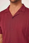 Slim Fit Kısa Kollu Dar Kesim Apaş Yaka Örme Kumaş Kiremit Gömlek