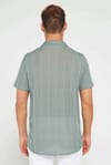 Slim Fit Kısa Kollu Dar Kesim Apaş Yaka Örme Kumaş Yeşil Gömlek