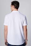 Slim Fit Dar Kesim Kısa Kollu Apaj Yaka Örme Kumaş Yazlık Beyaz Erkek Gömlek