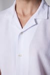 Slim Fit Dar Kesim Kısa Kollu Apaj Yaka Örme Kumaş Yazlık Beyaz Erkek Gömlek