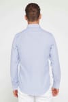 Erkek Slim Fit Dar Kesim Kısa Kollu %100 Pamuk Keten Doku Düğmeli Yaka Gömlek