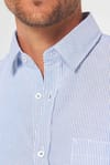 Erkek Slim Fit Dar Kesim Kısa Kollu %100 Pamuk Keten Doku Düğmeli Yaka Gömlek