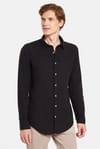 Slim Fit Dar Kesim Uzun Kollu Keten Doku Düz Yazlık Erkek Gömlek