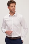 Erkek Slim Fit Dar Kesim Uzun Kollu %100 Pamuk Premium Seri Beyaz Gömlek