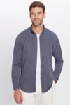 Erkek Slim Fit Dar Kesim Pamuklu Çizgili Düğmeli Yaka Gömlek
