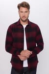 Erkek Slim Fit Dar Kesim Oduncu Düğmeli Yaka Kareli Kışlık Gömlek