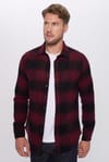 Erkek Slim Fit Dar Kesim Oduncu Düğmeli Yaka Kareli Kışlık Gömlek