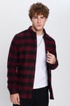 Erkek Slim Fit Dar Kesim Oduncu Düğmeli Yaka Kareli Kışlık Gömlek