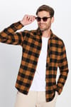Erkek Slim Fit Dar Kesim Oduncu Düğmeli Yaka Kareli Kışlık Gömlek