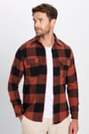Erkek Slim Fit Dar Kesim Oduncu Çift Cep Kapaklı Kareli Kışlık Gömlek