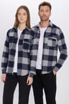 Erkek Slim Fit Dar Kesim Oduncu Çift Cep Kapaklı Kareli Kışlık Gömlek