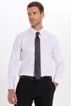 Erkek Slim Fit Dar Kesim Non-Iron Uzun Kollu Kravatlık Yaka Pamuklu Beyaz Gömlek