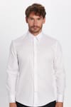 Slim Fit Beyaz Non-Iron Pamuklu Doğa Dostu Ekoteks Belgeli Ütü Gerektirmez Gömlek