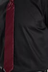 Erkek Slim Fit Dar Kesim Non-Iron Uzun Kollu Kravatlık Yaka Pamuklu Siyah Gömlek
