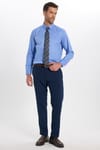 Erkek Slim Fit Dar Kesim Non-Iron Uzun Kollu Kravatlık Yaka Pamuklu Mavi Gömlek