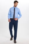 Erkek Slim Fit Dar Kesim Non-Iron Uzun Kollu Kravatlık Yaka Pamuklu Açık Mavi Gömlek