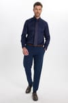 Erkek Slim Fit Dar Kesim Non-Iron Uzun Kollu Kravatlık Yaka Pamuklu Lacivert Gömlek