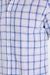 Erkek Slim Fit Dar Kesim %100 Pamuk Keten Doku Kareli Gömlek