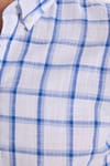 Erkek Slim Fit Dar Kesim %100 Pamuk Keten Doku Kareli Gömlek