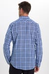 Erkek Slim Fit Dar Kesim %100 Pamuk Keten Doku Kareli Gömlek