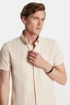 Erkek Slim Fit Dar Kesim Kısa Kollu Spor Yaka Oxford Doku Pamuklu Gömlek