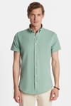 Erkek Slim Fit Dar Kesim Kısa Kollu Spor Yaka Oxford Doku Pamuklu Gömlek